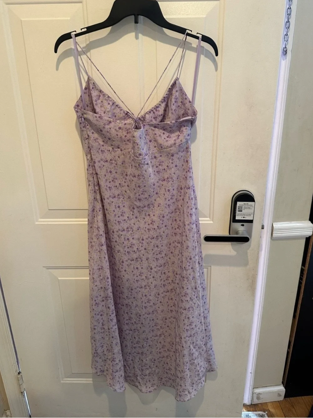 Express Lavender Floral Lace-Up Cowl Midi Dress